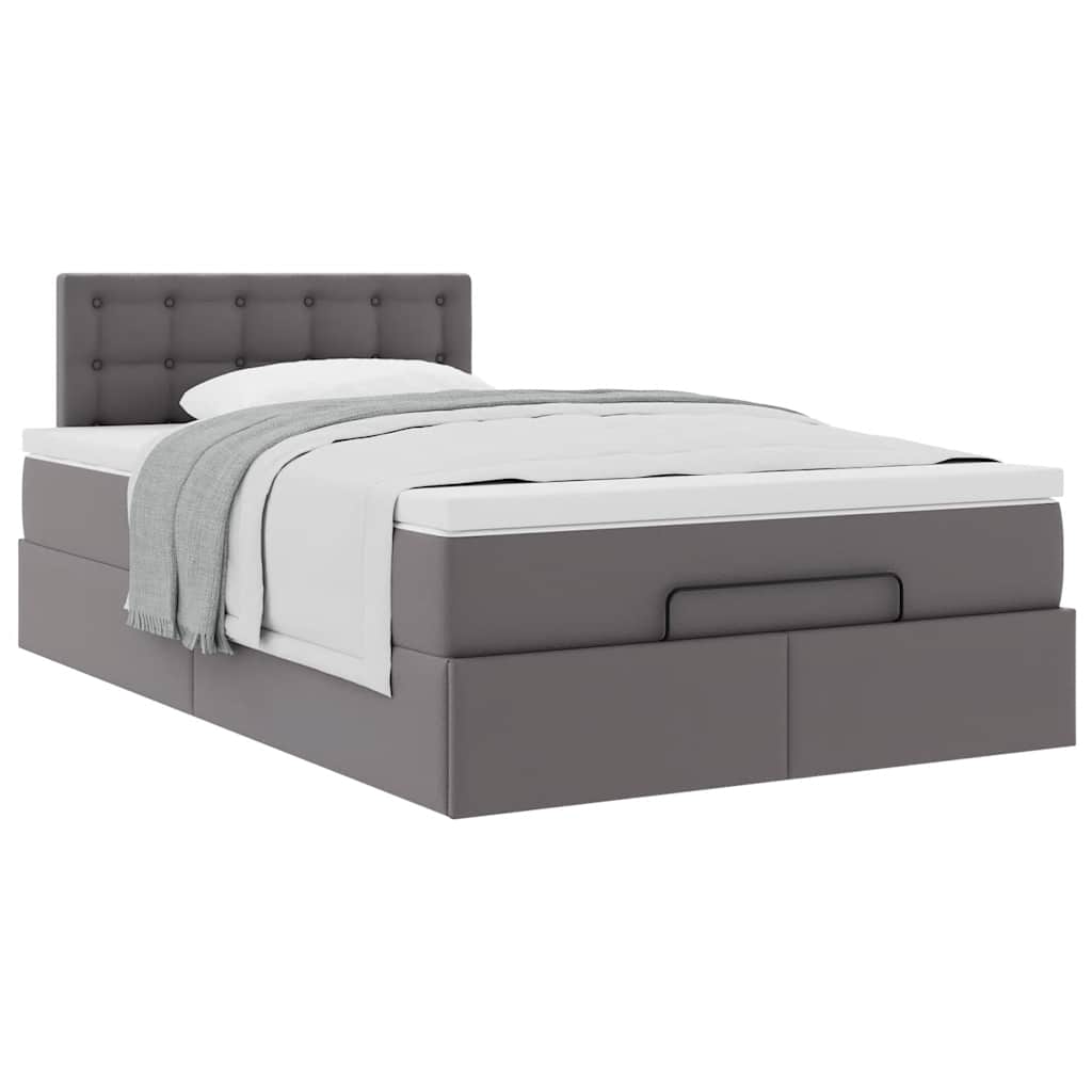 Cadre de lit ottoman avec matelas gris 120x200 cm similicuir - XIOS