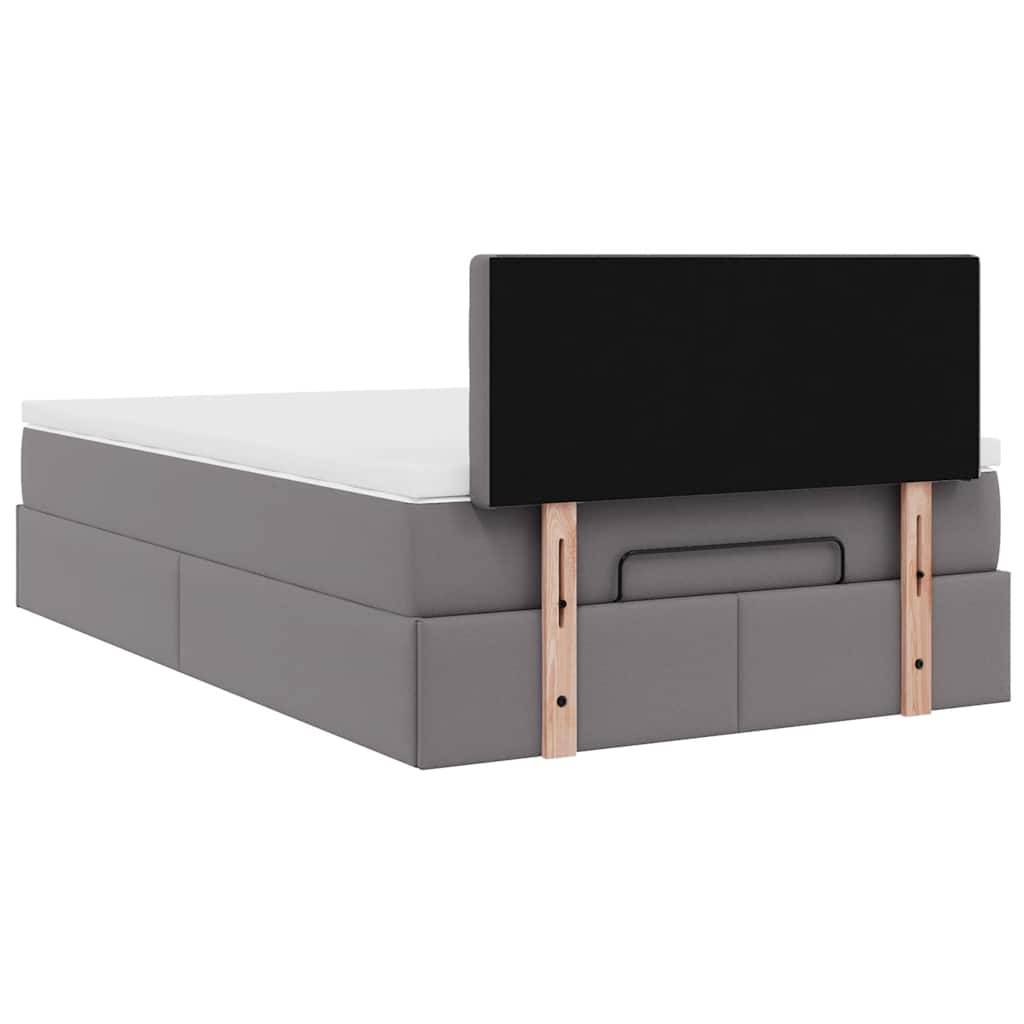 Cadre de lit ottoman avec matelas gris 120x200 cm similicuir - XIOS