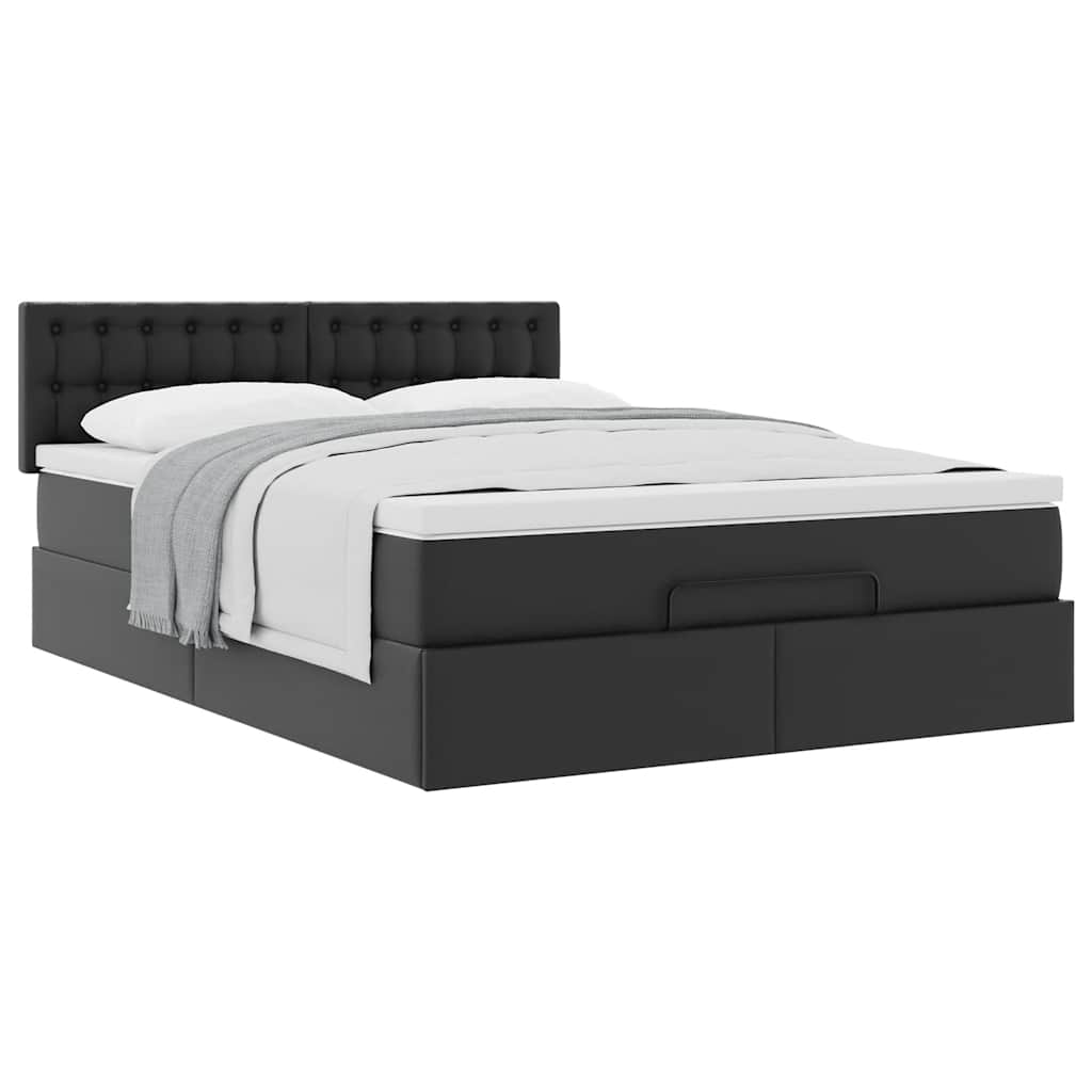 Cadre de lit ottoman avec matelas noir 140x190 cm similicuir - XIOS