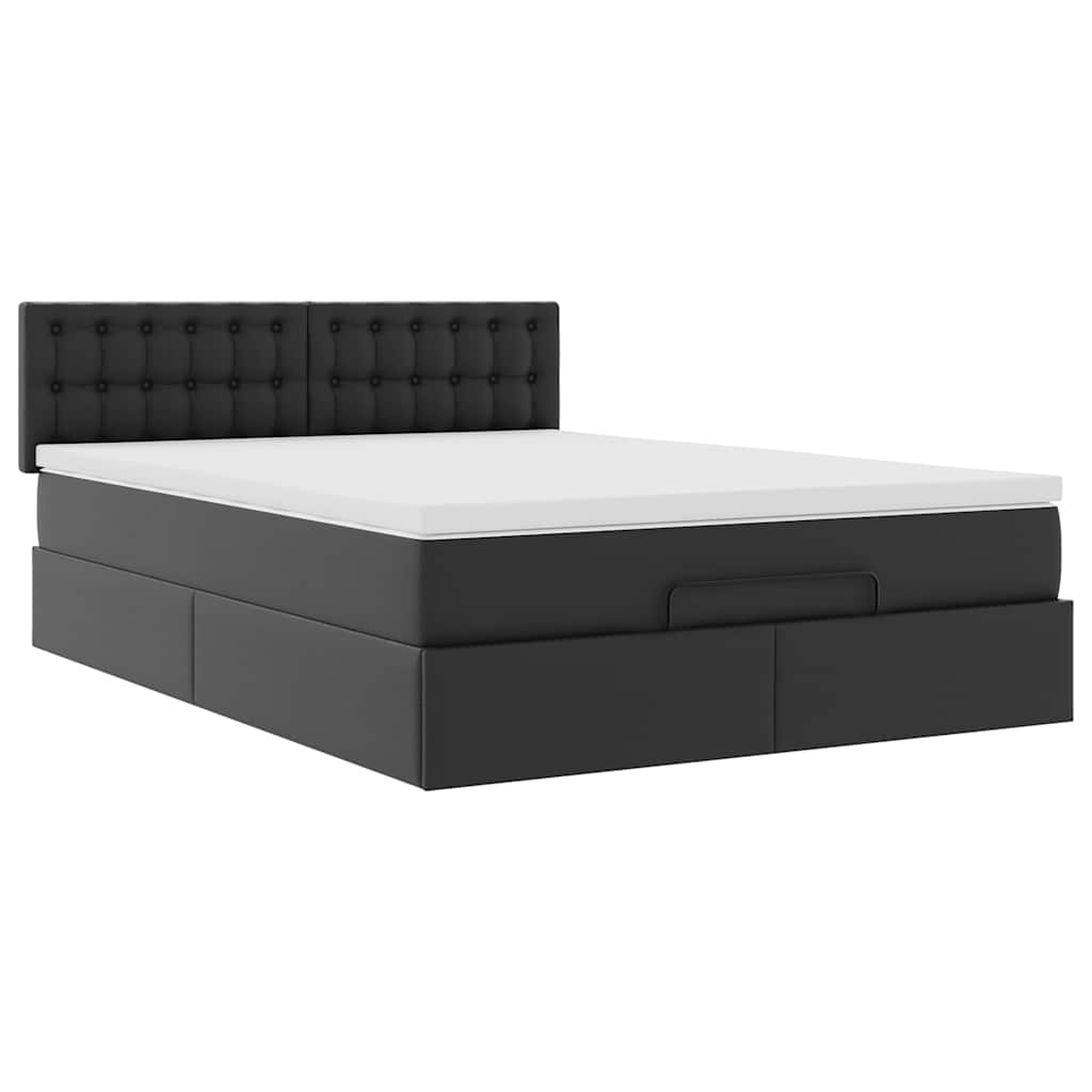 Cadre de lit ottoman avec matelas noir 140x190 cm similicuir - XIOS