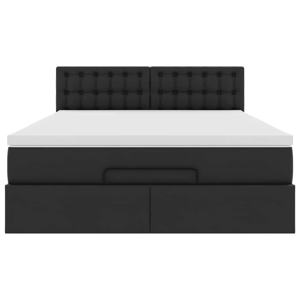Cadre de lit ottoman avec matelas noir 140x190 cm similicuir - XIOS
