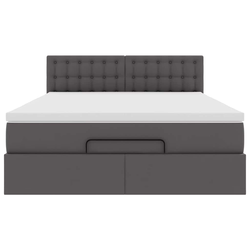 Cadre de lit ottoman avec matelas gris 140x190 cm similicuir - XIOS