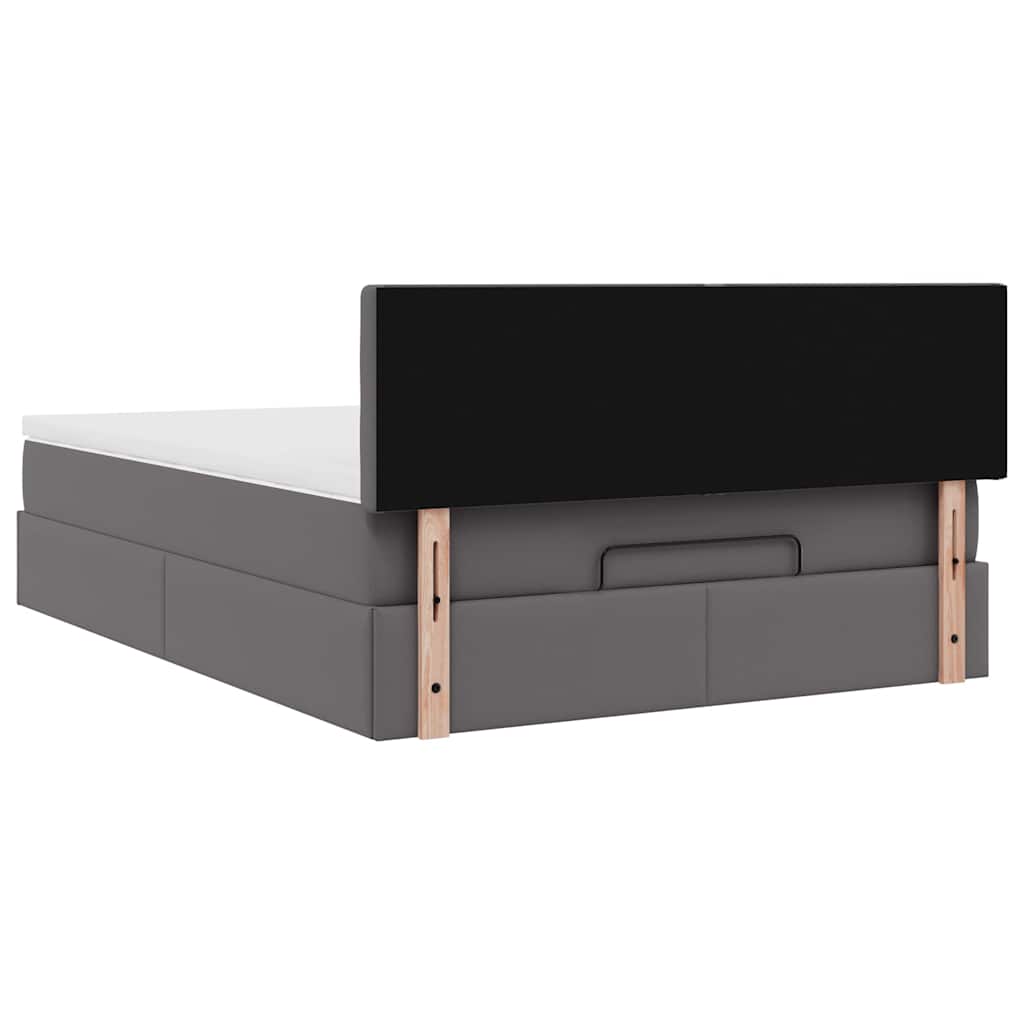 Cadre de lit ottoman avec matelas gris 140x190 cm similicuir - XIOS