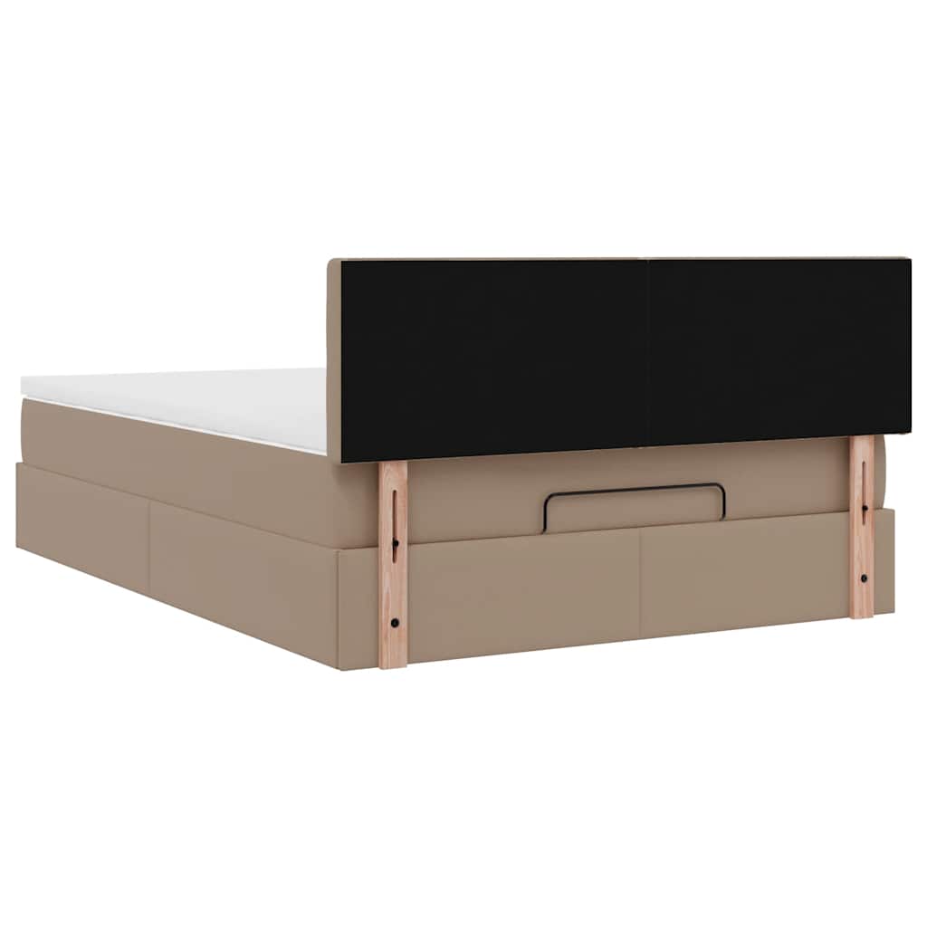 Cadre de lit ottoman et matelas cappuccino 140x190cm similicuir - XIOS
