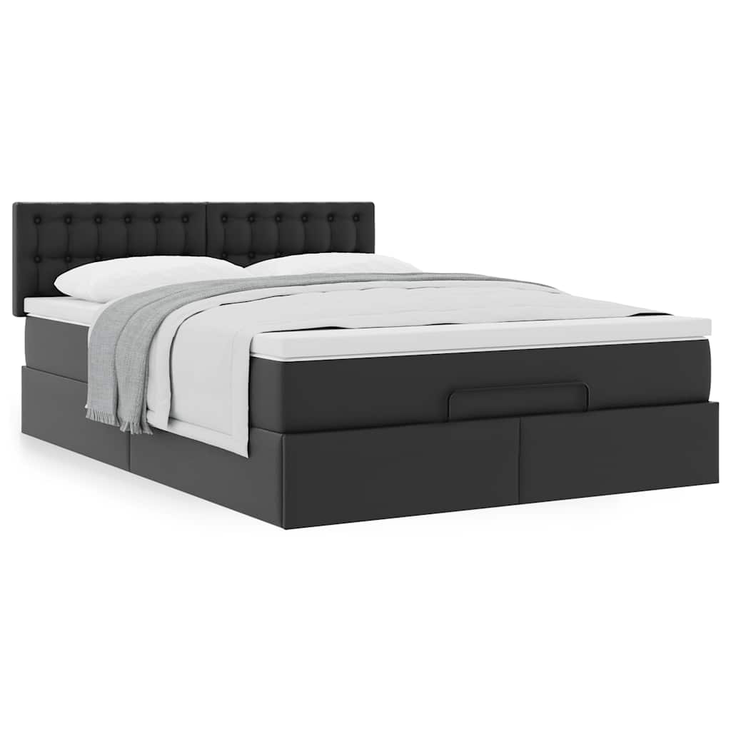 Cadre de lit ottoman avec matelas noir 140x200 cm similicuir - XIOS