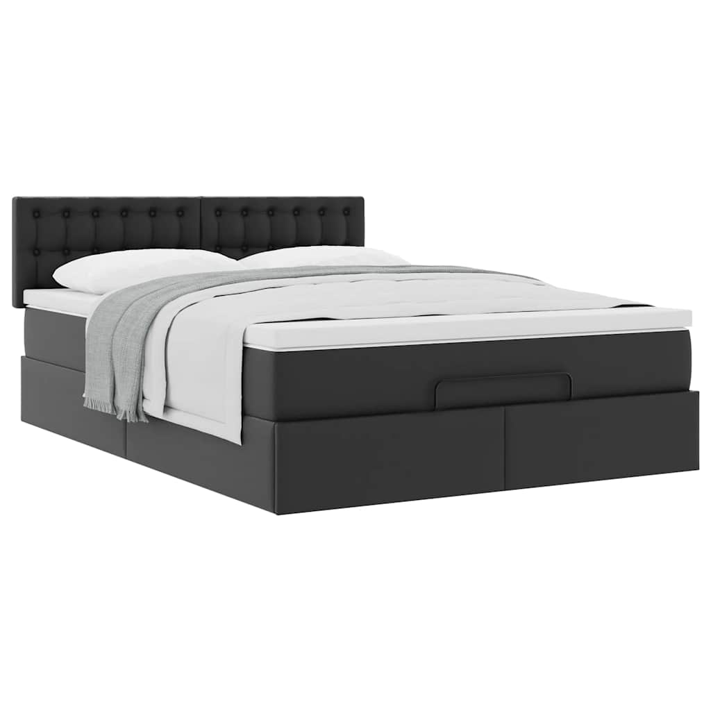 Cadre de lit ottoman avec matelas noir 140x200 cm similicuir - XIOS