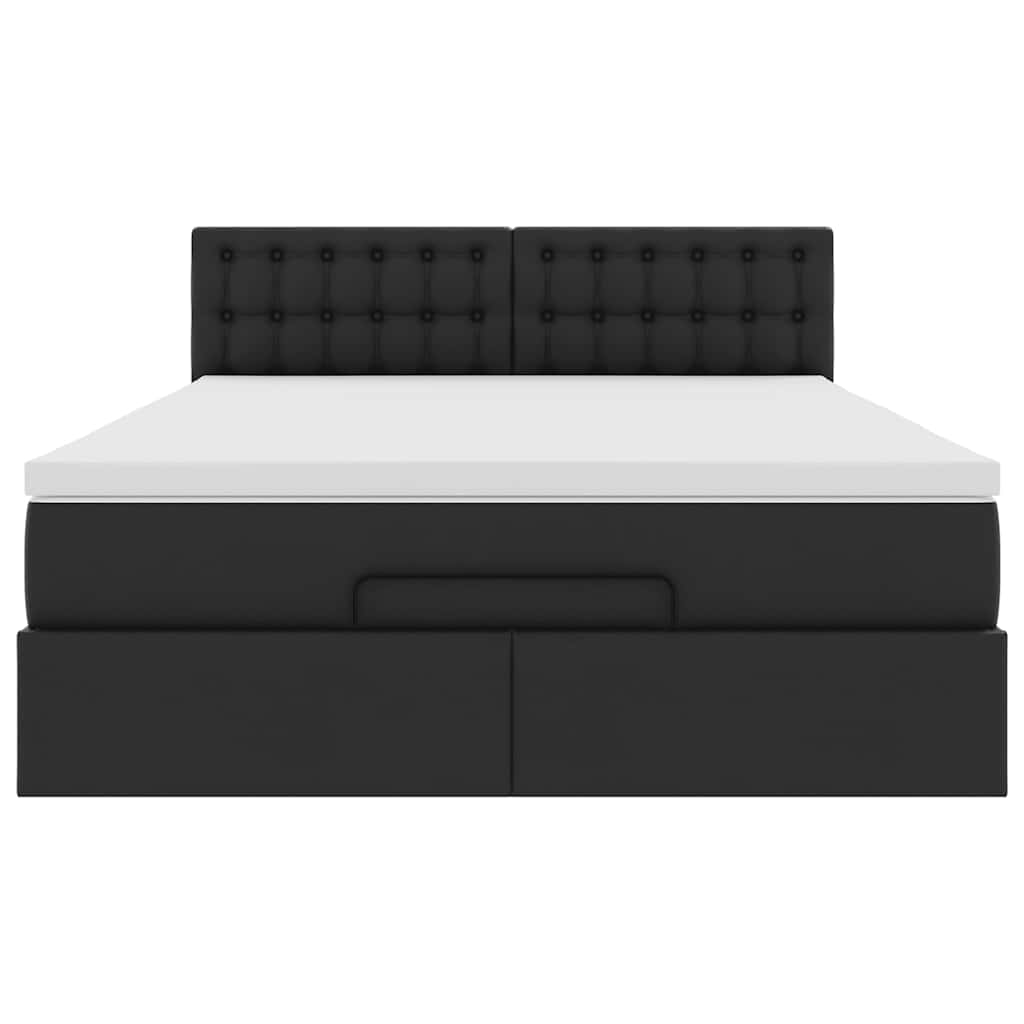 Cadre de lit ottoman avec matelas noir 140x200 cm similicuir - XIOS