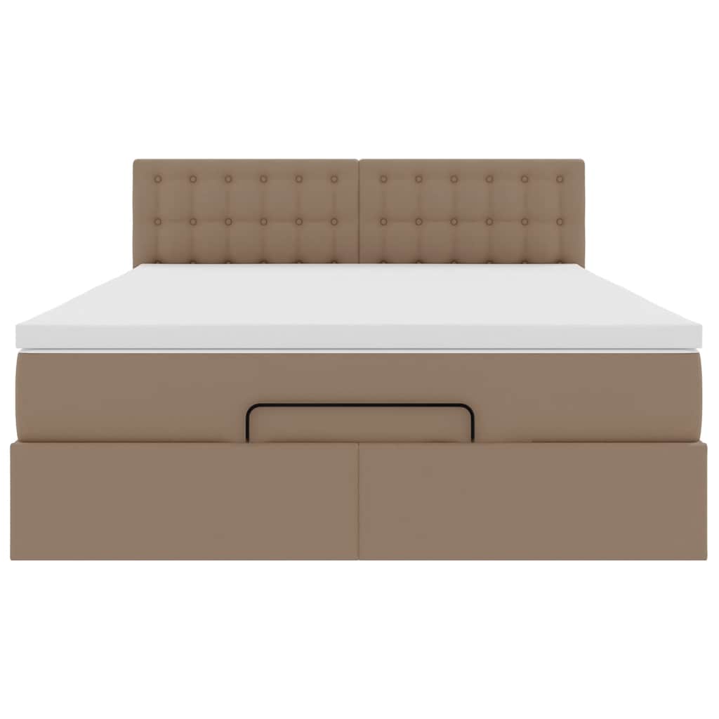 Cadre de lit ottoman et matelas cappuccino 140x200cm similicuir - XIOS