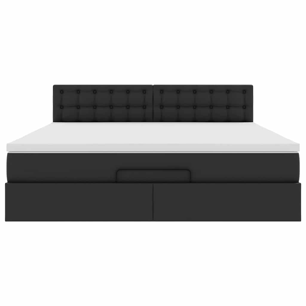 Cadre de lit ottoman avec matelas noir 160x200 cm similicuir - XIOS