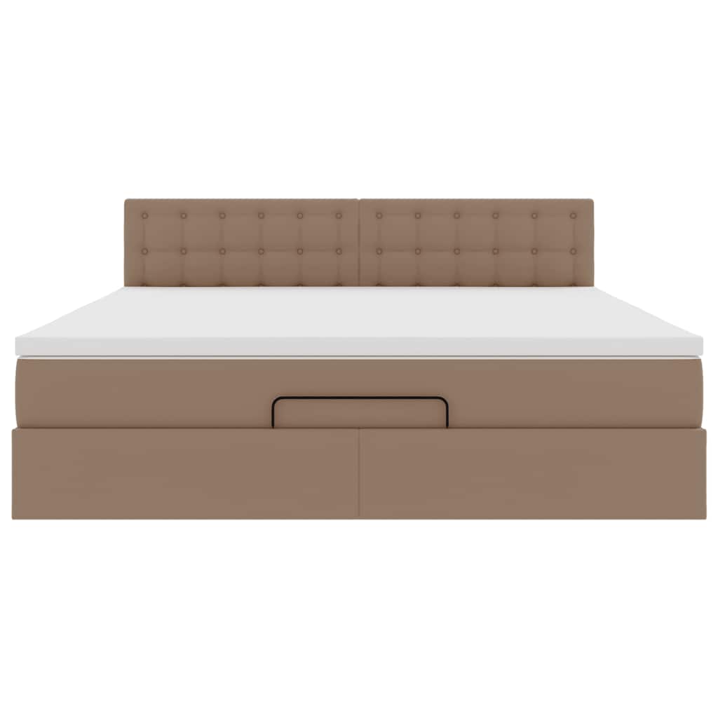 Cadre de lit ottoman et matelas cappuccino 160x200cm similicuir - XIOS
