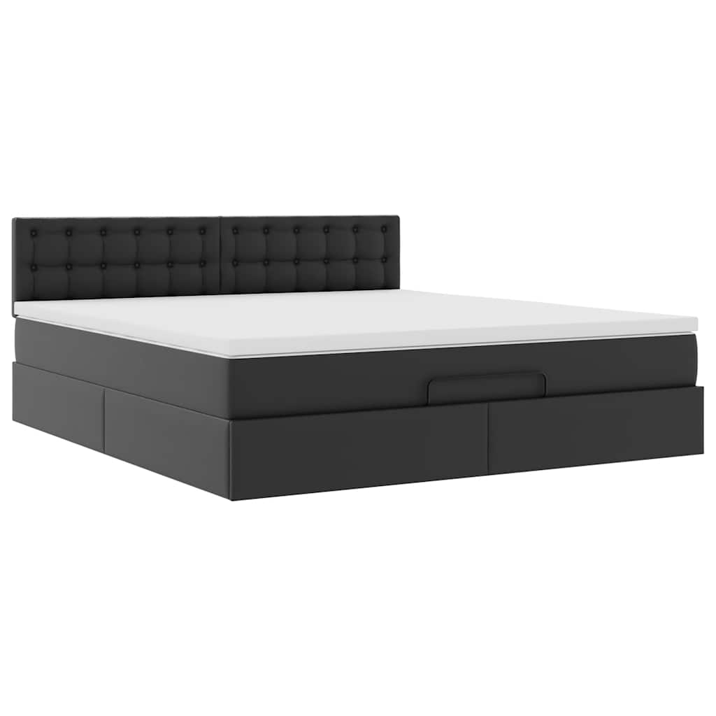 Cadre de lit ottoman avec matelas noir 180x200 cm similicuir - XIOS