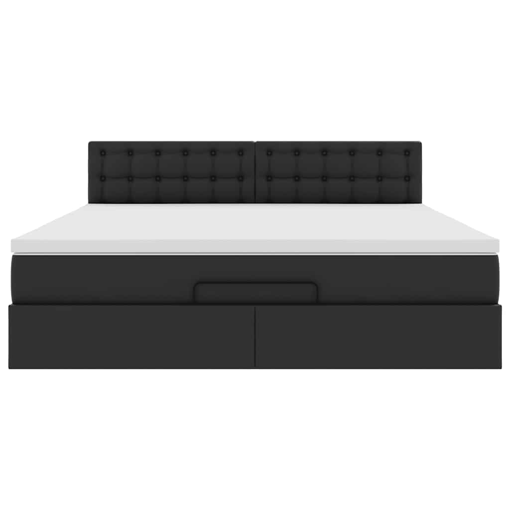 Cadre de lit ottoman avec matelas noir 180x200 cm similicuir - XIOS