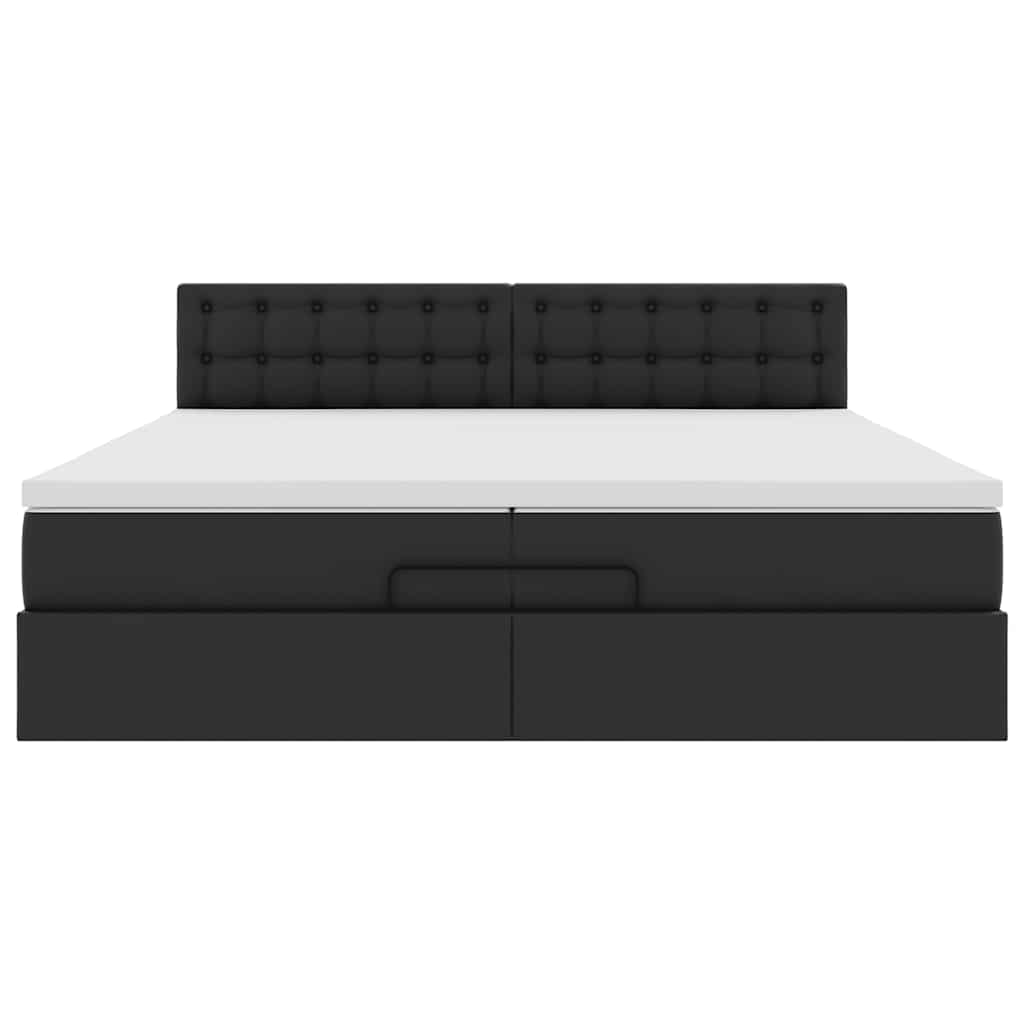 Cadre de lit ottoman avec matelas noir 200x200 cm similicuir - XIOS