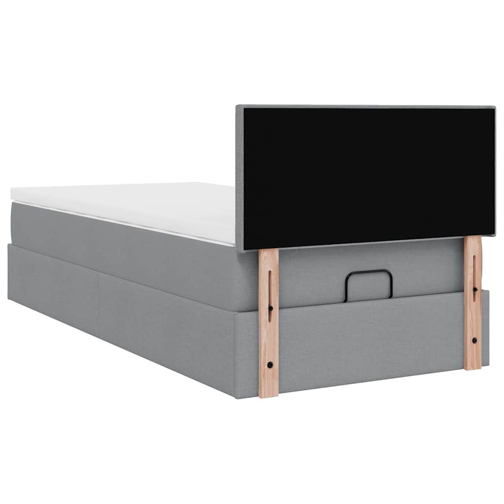Cadre de lit ottoman avec matelas gris clair 80x200 cm tissu - XIOS