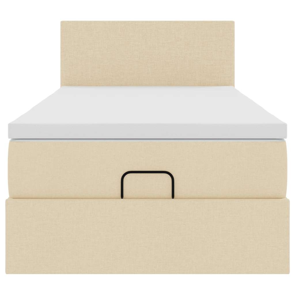 Cadre de lit ottoman avec matelas crème 80x200 cm tissu