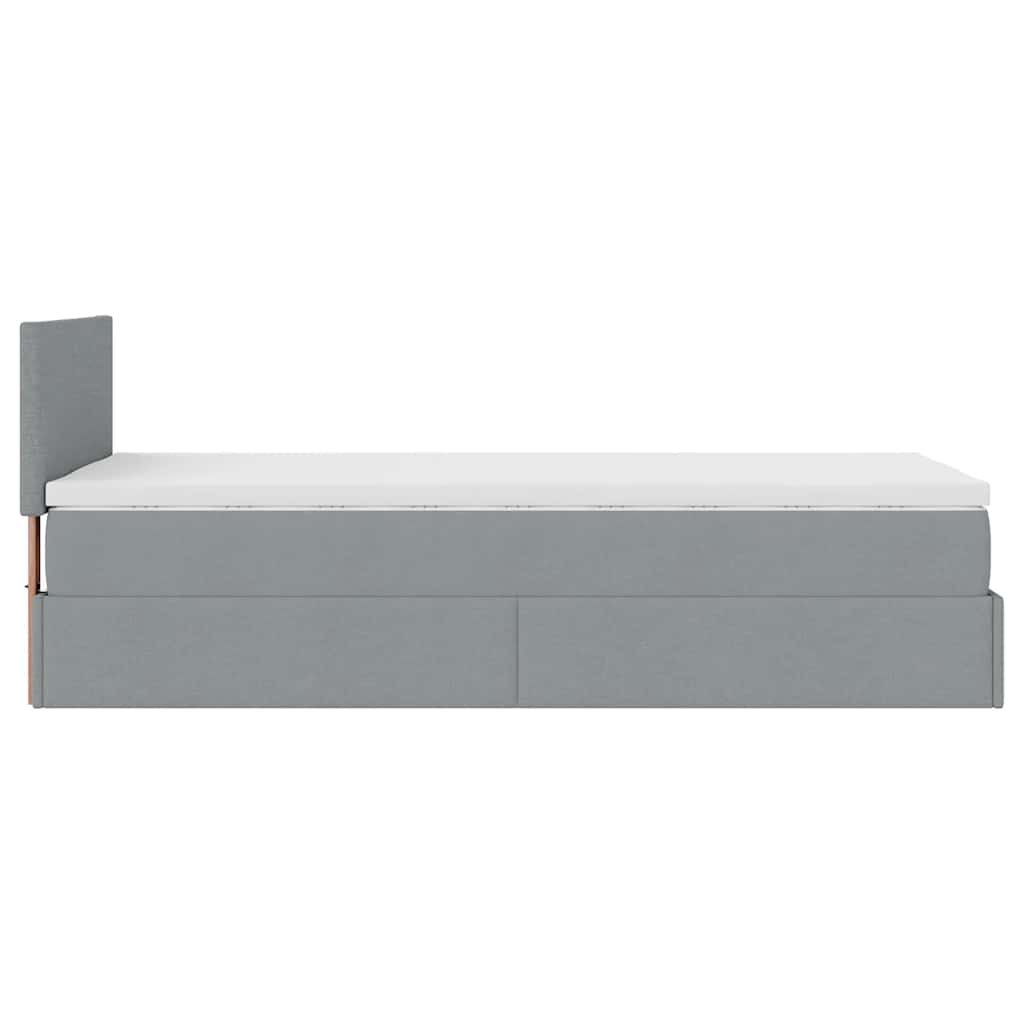 Cadre de lit ottoman et matelas gris clair 90x190 cm tissu - XIOS