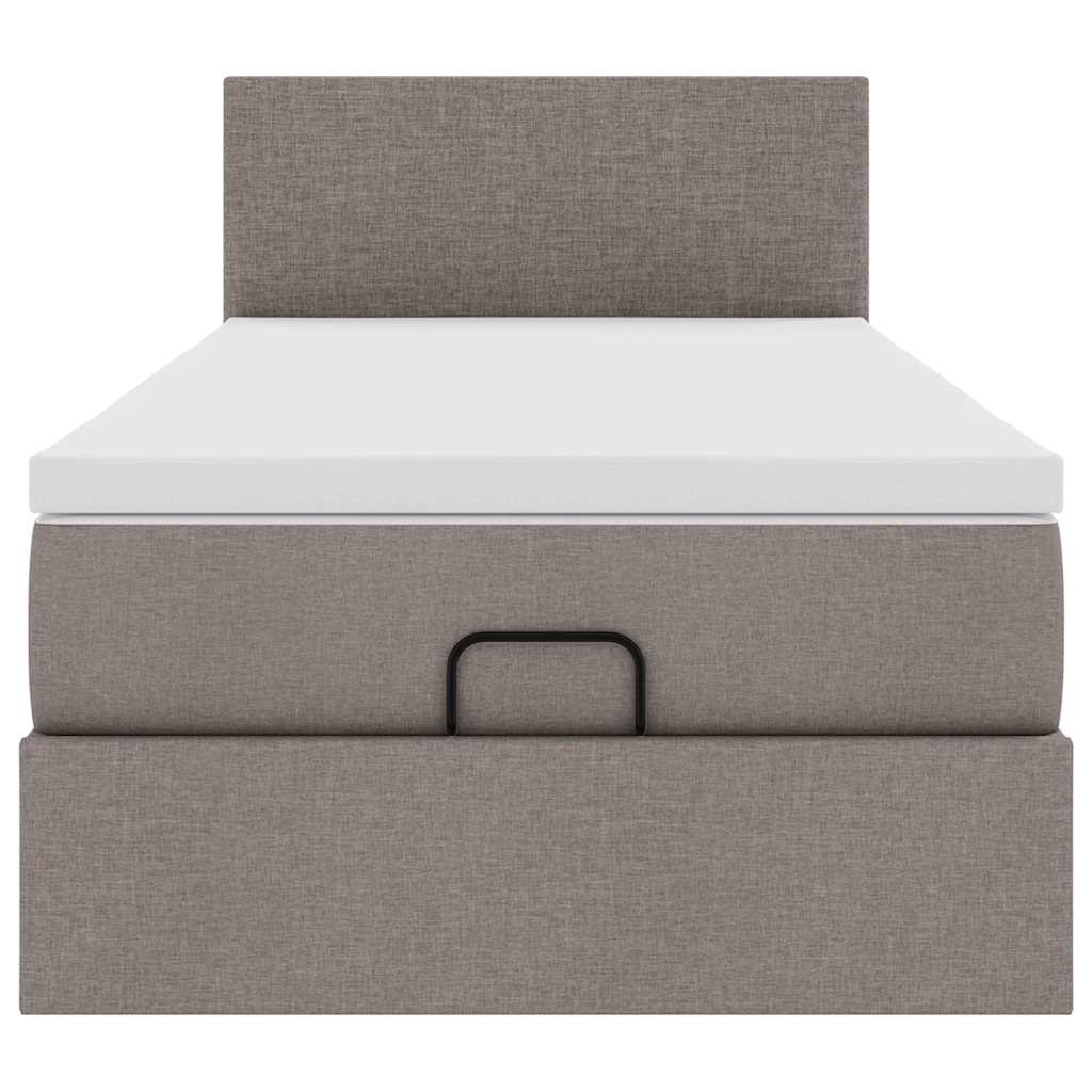 Cadre de lit ottoman avec matelas taupe 90x190 cm tissu - XIOS
