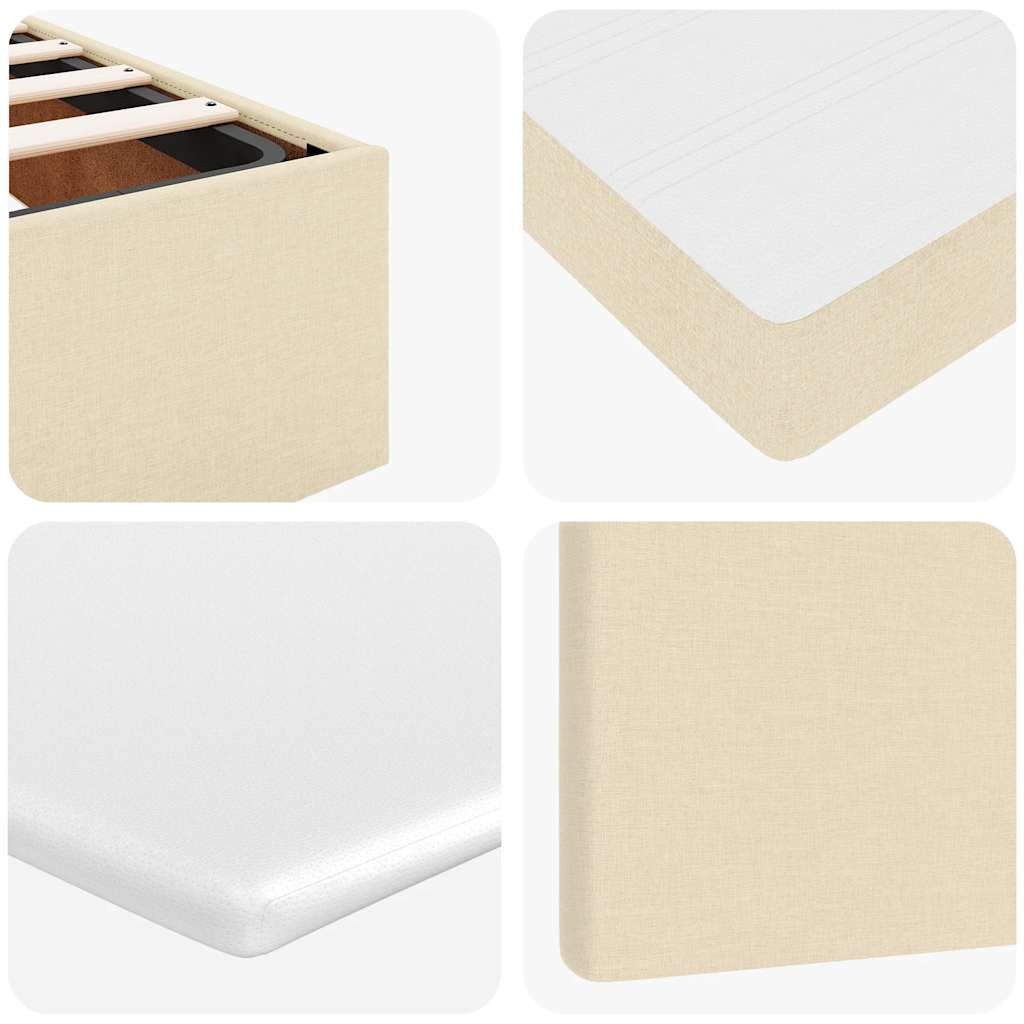 Cadre de lit ottoman avec matelas crème 90x190 cm tissu