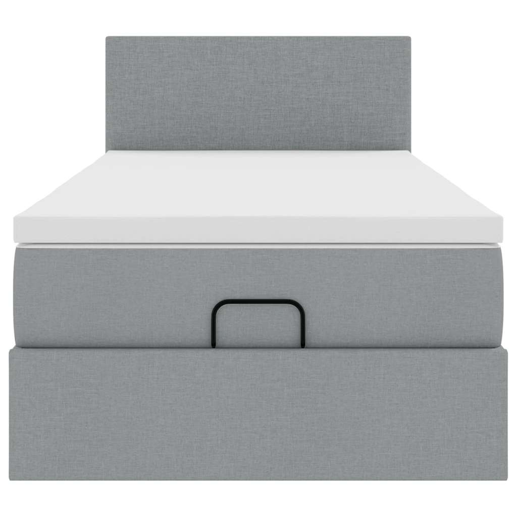Lit ottoman avec matelas gris clair 90x200 cm tissu