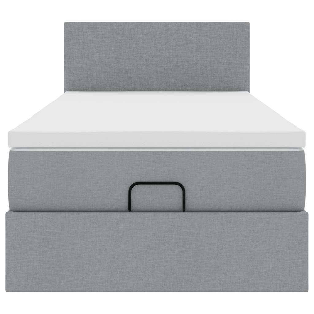 Lit ottoman avec matelas gris clair 100x200 cm tissu - XIOS