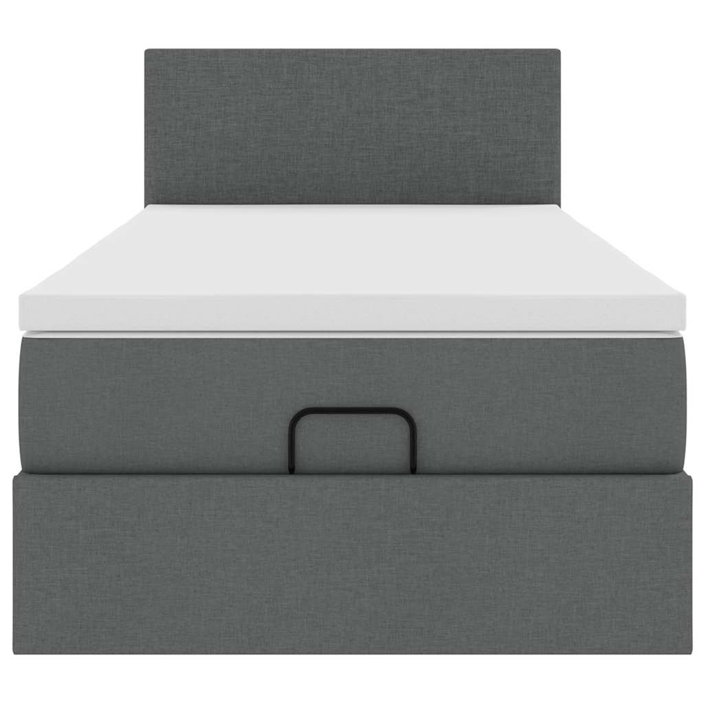 Cadre de lit ottoman avec matelas gris foncé 100x200 cm tissu - XIOS