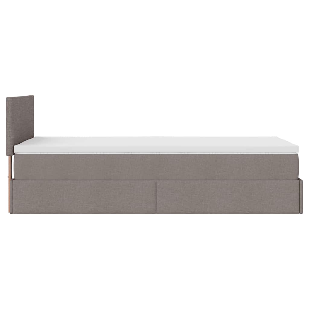 Lit ottoman avec matelas taupe 100x200 cm tissu