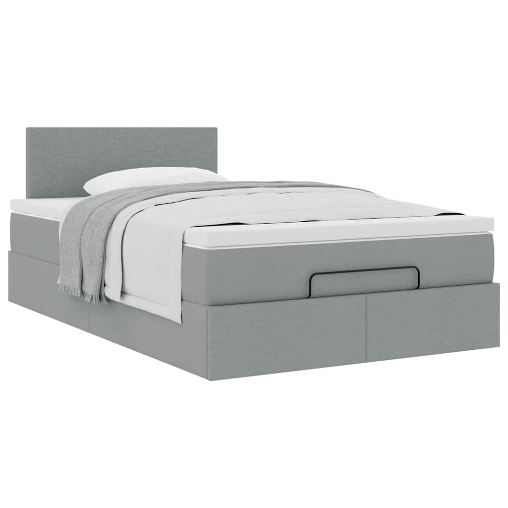 Lit ottoman avec matelas gris clair 120x190 cm tissu - XIOS