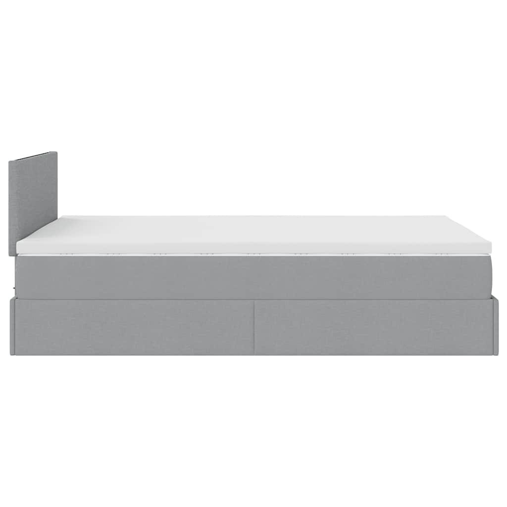 Lit ottoman avec matelas gris clair 120x190 cm tissu - XIOS