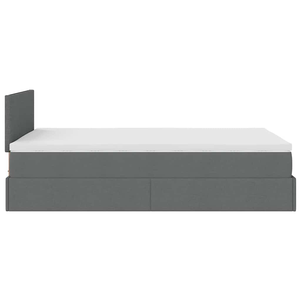 Lit ottoman avec matelas gris foncé 120x190 cm tissu - XIOS