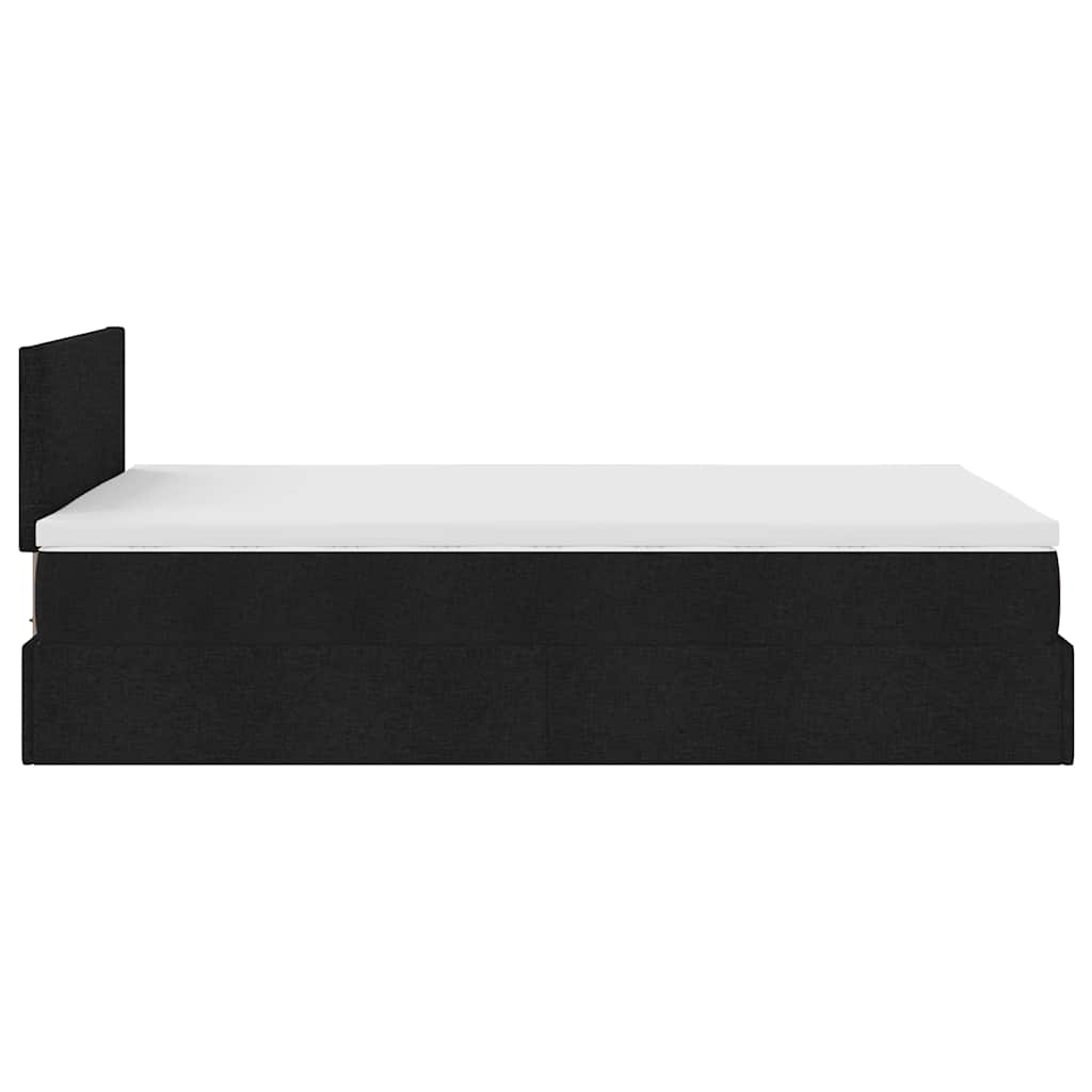 Lit ottoman avec matelas noir 120x190 cm tissu - XIOS