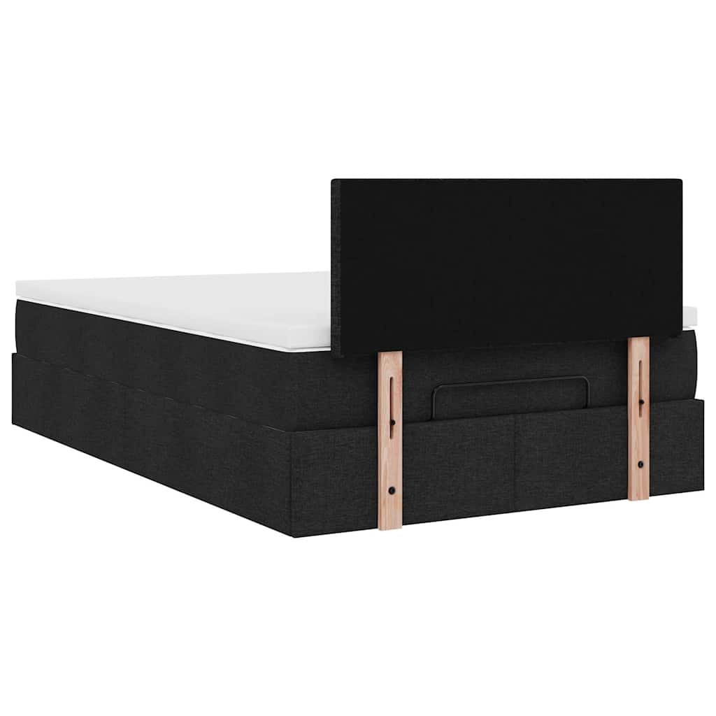 Lit ottoman avec matelas noir 120x190 cm tissu - XIOS