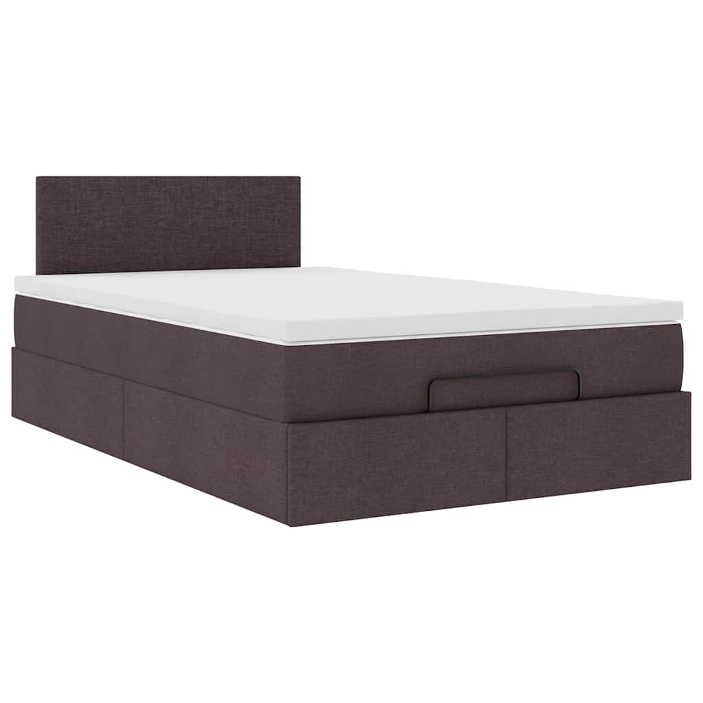 Cadre de lit ottoman avec matelas marron foncé 120x190 cm tissu - XIOS