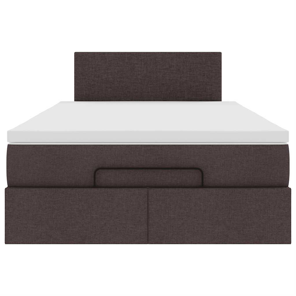 Cadre de lit ottoman avec matelas marron foncé 120x190 cm tissu - XIOS