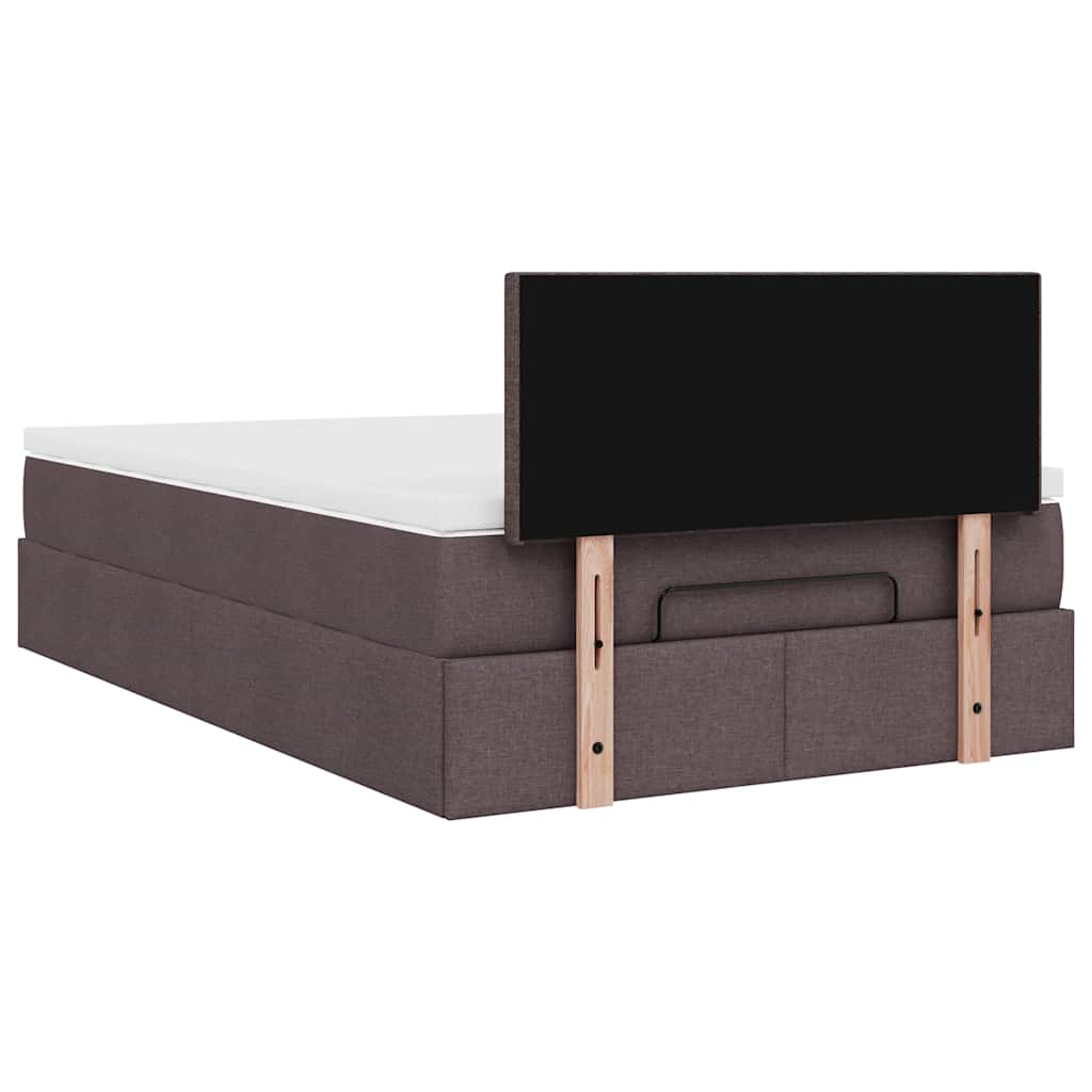 Cadre de lit ottoman avec matelas marron foncé 120x190 cm tissu - XIOS
