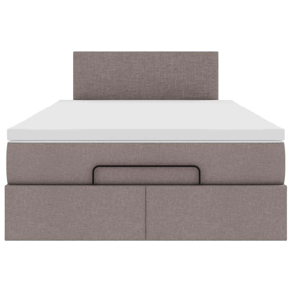 Cadre de lit ottoman avec matelas taupe 120x190 cm tissu - XIOS