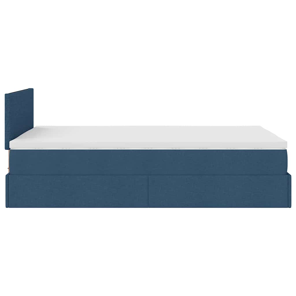 Cadre de lit ottoman avec matelas bleu 120x190 cm tissu - XIOS