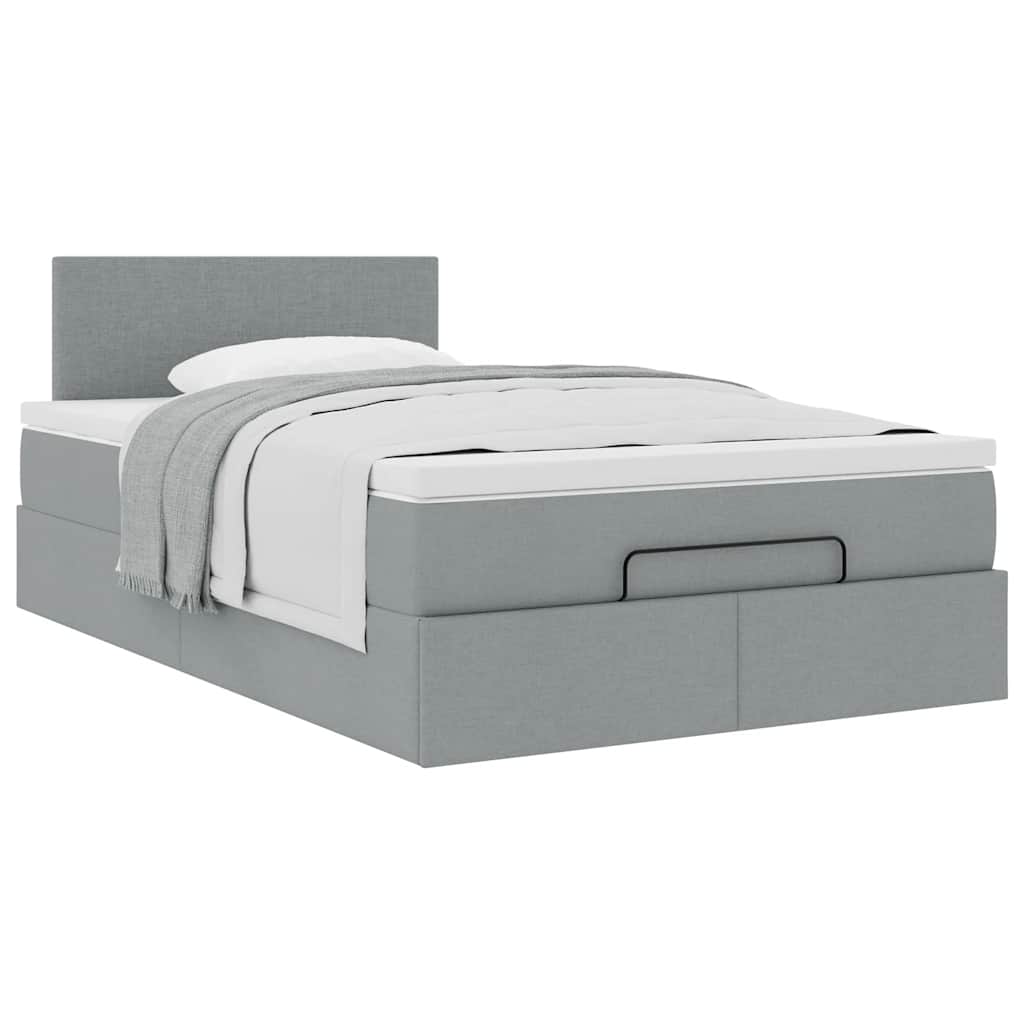 Lit ottoman avec matelas gris clair 120x200 cm tissu - XIOS