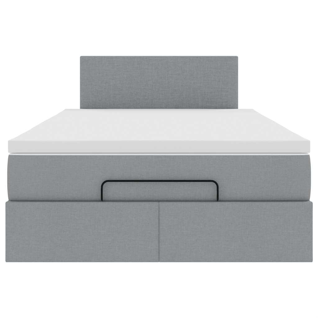 Lit ottoman avec matelas gris clair 120x200 cm tissu