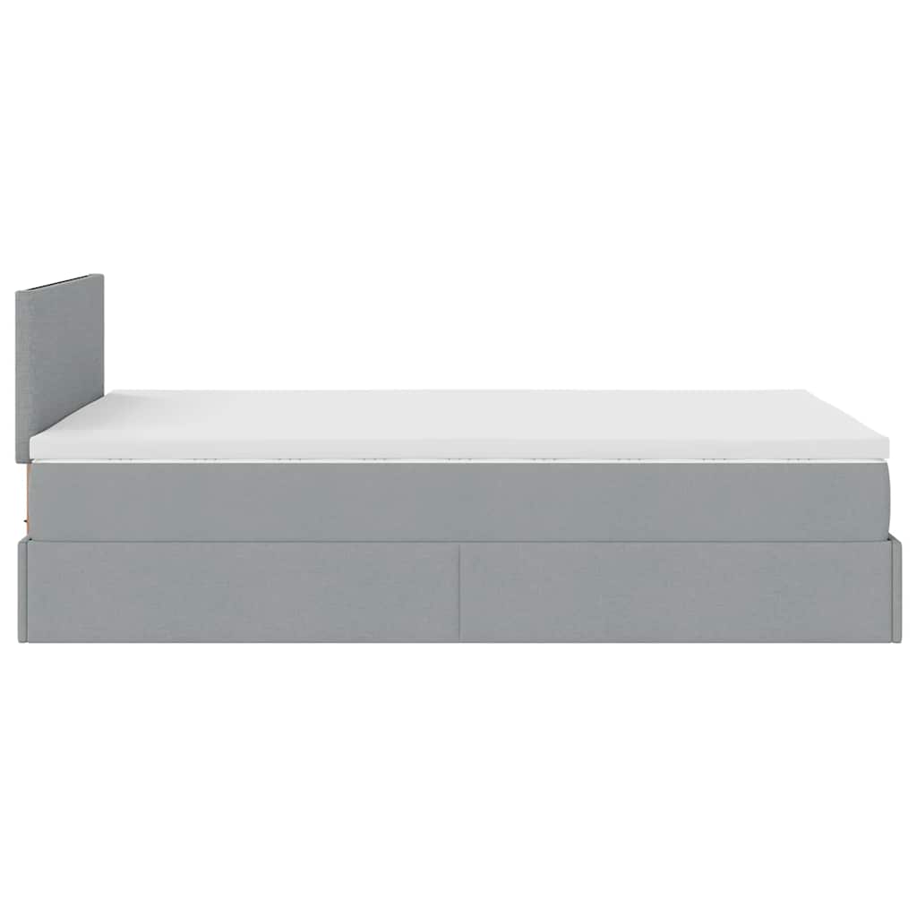 Lit ottoman avec matelas gris clair 120x200 cm tissu