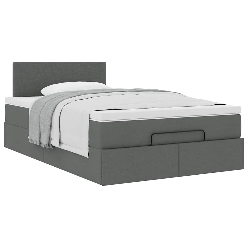 Lit ottoman avec matelas gris foncé 120x200 cm tissu - XIOS