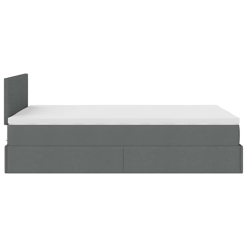 Lit ottoman avec matelas gris foncé 120x200 cm tissu - XIOS