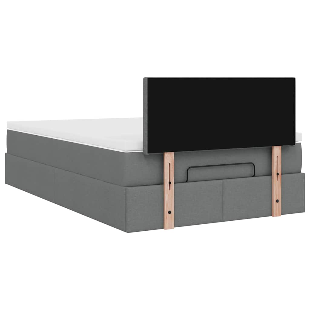 Lit ottoman avec matelas gris foncé 120x200 cm tissu - XIOS