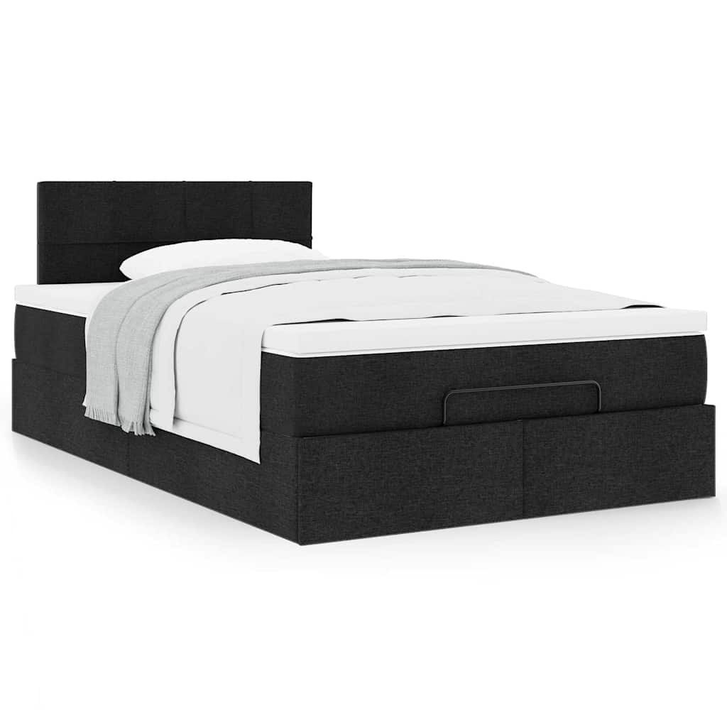 Lit ottoman avec matelas noir 120x200 cm tissu - XIOS