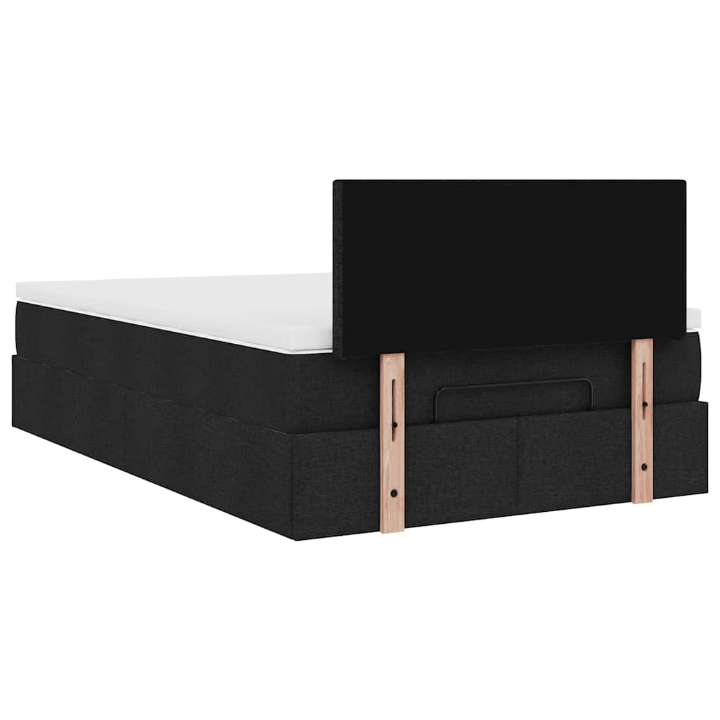 Lit ottoman avec matelas noir 120x200 cm tissu - XIOS