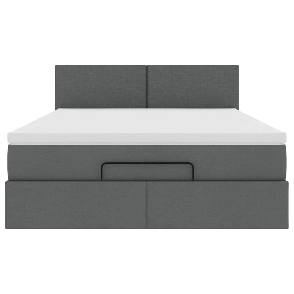 Lit ottoman avec matelas gris foncé 140x190 cm tissu - XIOS