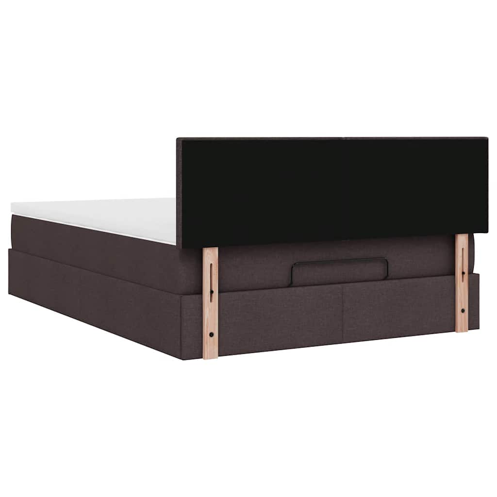 Lit ottoman avec matelas marron foncé 140x190 cm tissu - XIOS