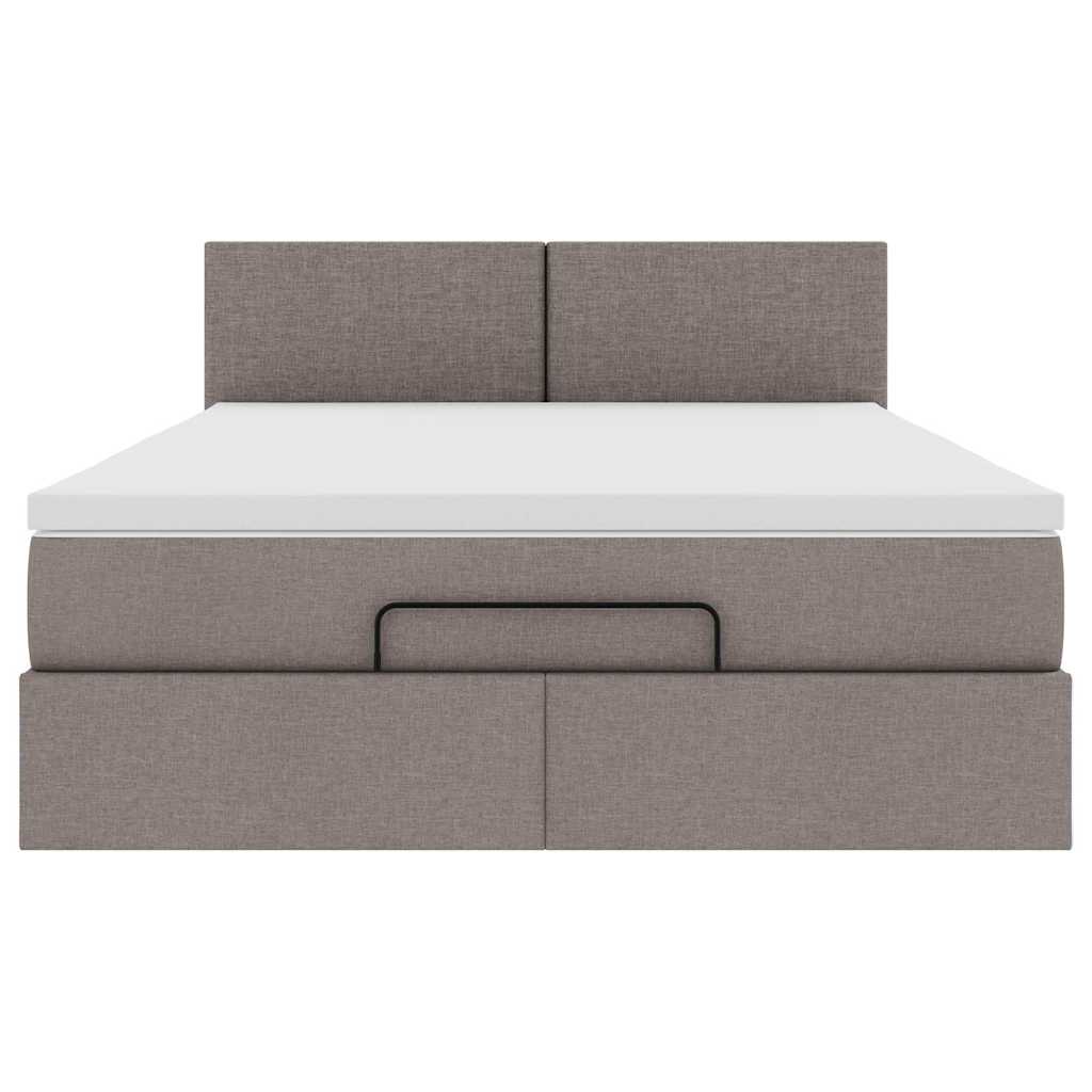 Lit ottoman avec matelas taupe 140x190 cm tissu - XIOS