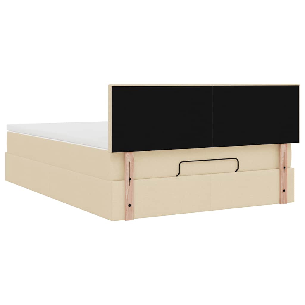 Lit ottoman avec matelas crème 140x190 cm tissu - XIOS