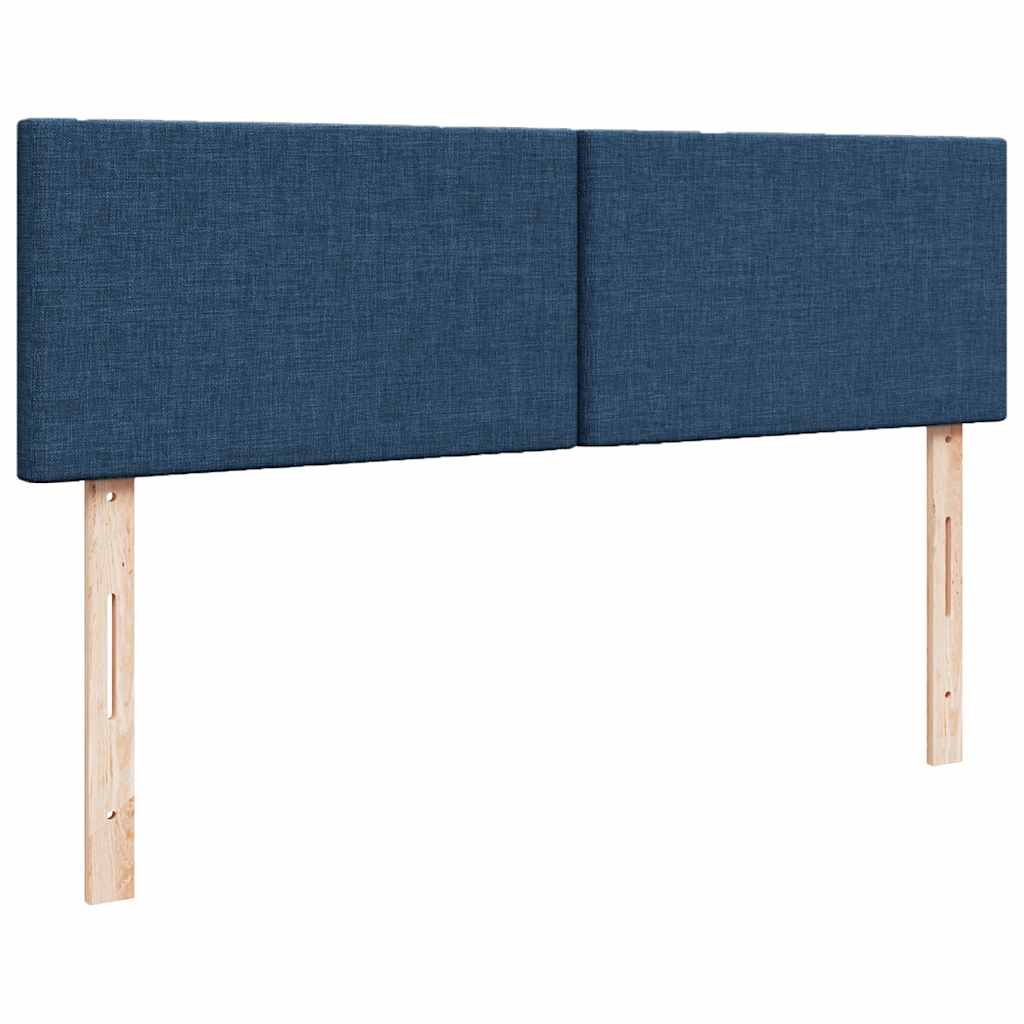 Lit ottoman avec matelas bleu 140x190 cm tissu