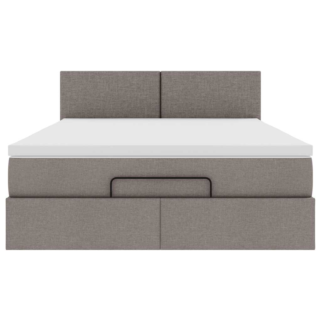 Lit ottoman avec matelas taupe 140x200 cm tissu